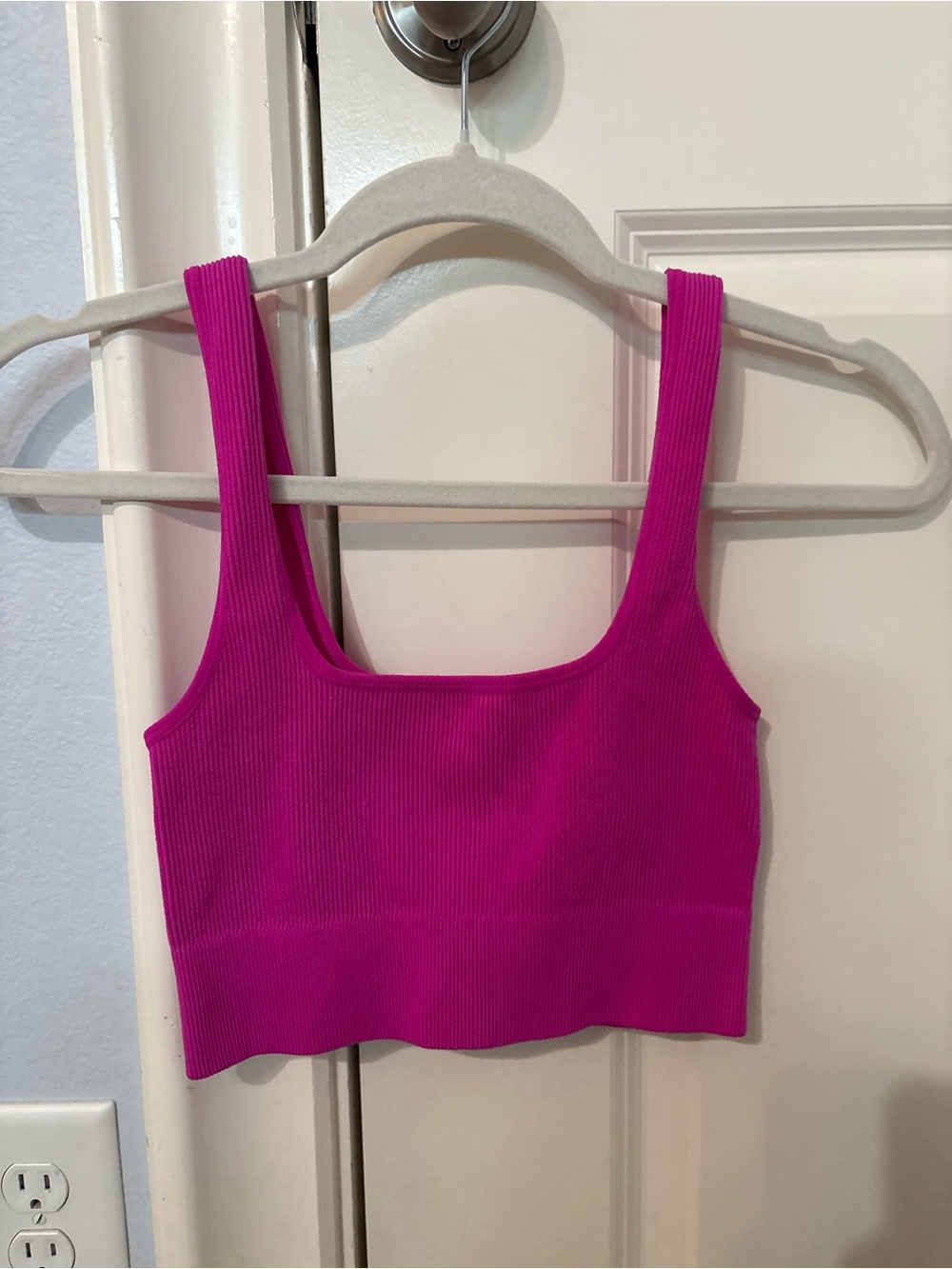 Zenana Outfitters Hot Pink Ribbed Tank Crop Top